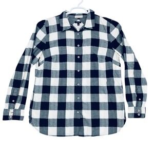 Talbots Buffalo Plaid Cotton Shirt Long Sleeve Button‎ Down Top, L